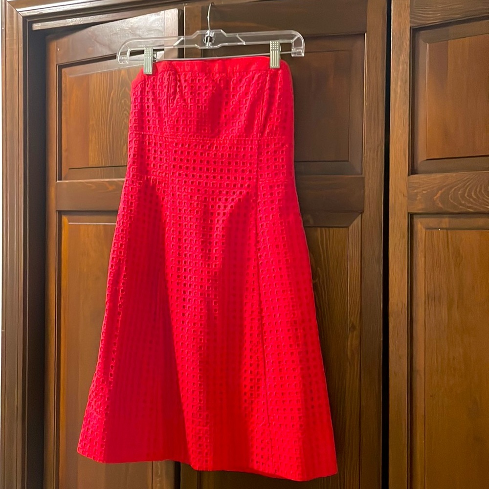 White House Black Market Size 0 strapless coral dress.